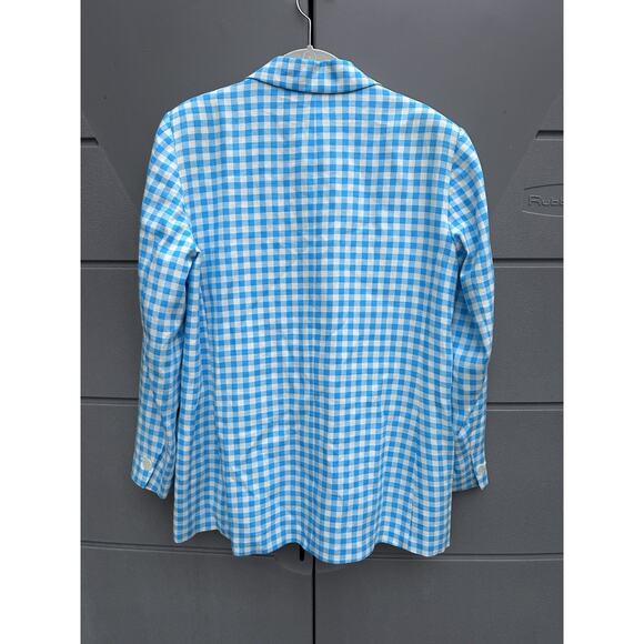 Zara Blazer Blue & White Gingham Blazer Bloggers Favorite Preppy Clueless Sz L - Picture 5 of 16